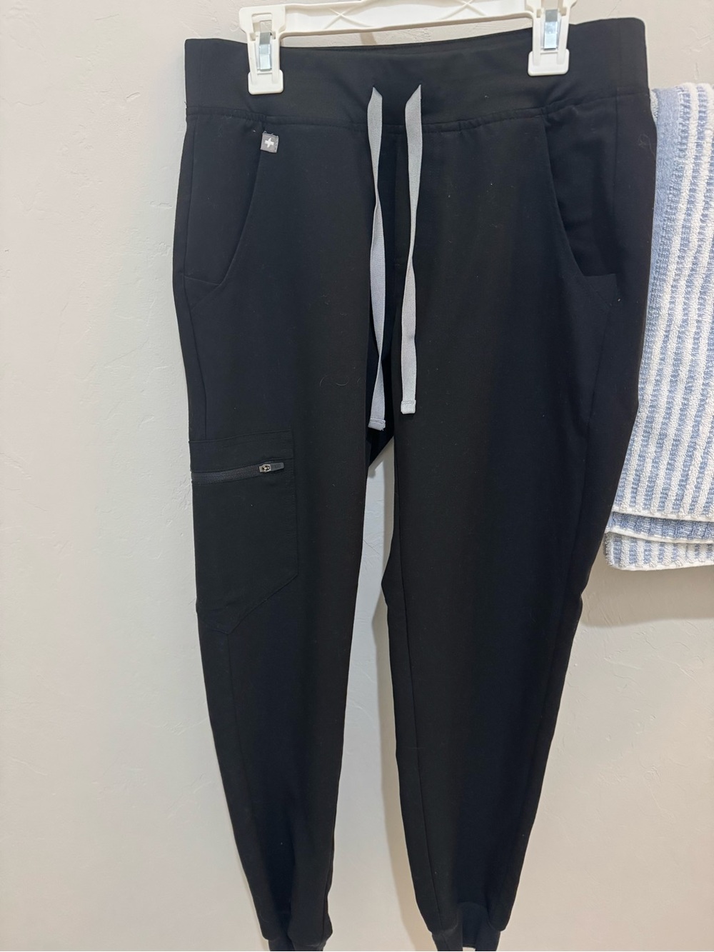Womens Black Jogger Figs Scrub with Drawstring